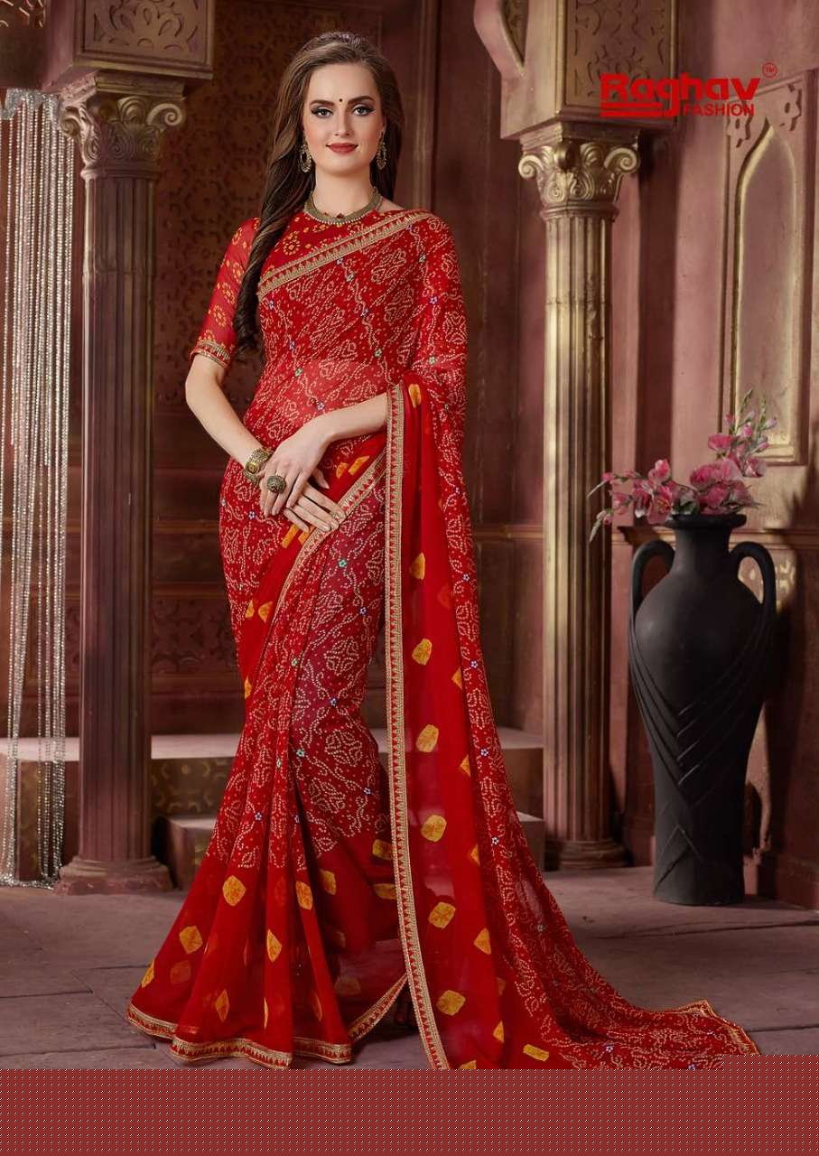 GANGOR VOL-8 BY RAGHAV FASHION 4071 TO 4080 SERIES INDIAN TRADITIONAL WEAR COLLECTION BEAUTIFUL STYLISH FANCY COLORFUL PARTY WEAR & OCCASIONAL WEAR GEORGETTE PRINTED SAREES AT WHOLESALE PRICE