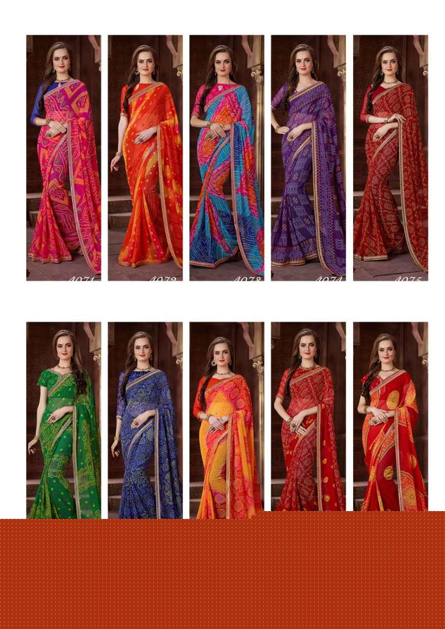 GANGOR VOL-8 BY RAGHAV FASHION 4071 TO 4080 SERIES INDIAN TRADITIONAL WEAR COLLECTION BEAUTIFUL STYLISH FANCY COLORFUL PARTY WEAR & OCCASIONAL WEAR GEORGETTE PRINTED SAREES AT WHOLESALE PRICE
