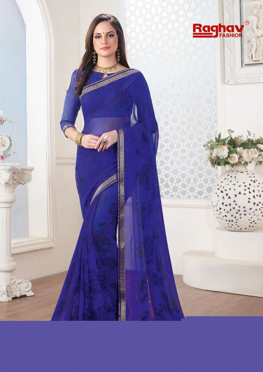 GALAXY BY RAGHAV FASHION 1301 TO 1308 SERIES INDIAN TRADITIONAL WEAR COLLECTION BEAUTIFUL STYLISH FANCY COLORFUL PARTY WEAR & OCCASIONAL WEAR GEORGETTE PRINTED SAREES AT WHOLESALE PRICE