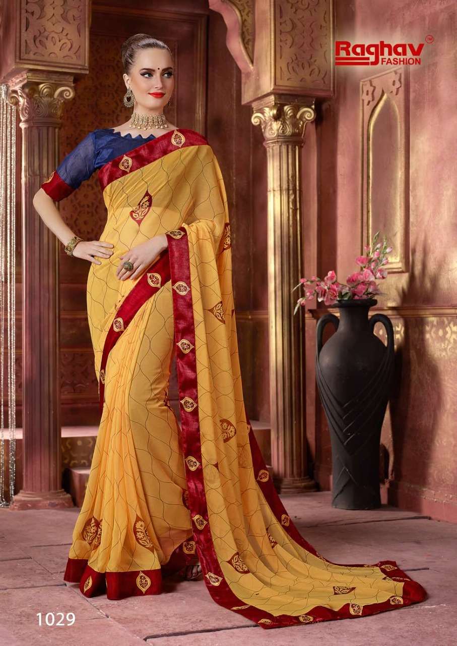HIMANSHI VOL-3 BY RAGHAV FASHION 1031 TO 1030 SERIES INDIAN TRADITIONAL WEAR COLLECTION BEAUTIFUL STYLISH FANCY COLORFUL PARTY WEAR & OCCASIONAL WEAR CHIFFON PRINTED SAREES AT WHOLESALE PRICE