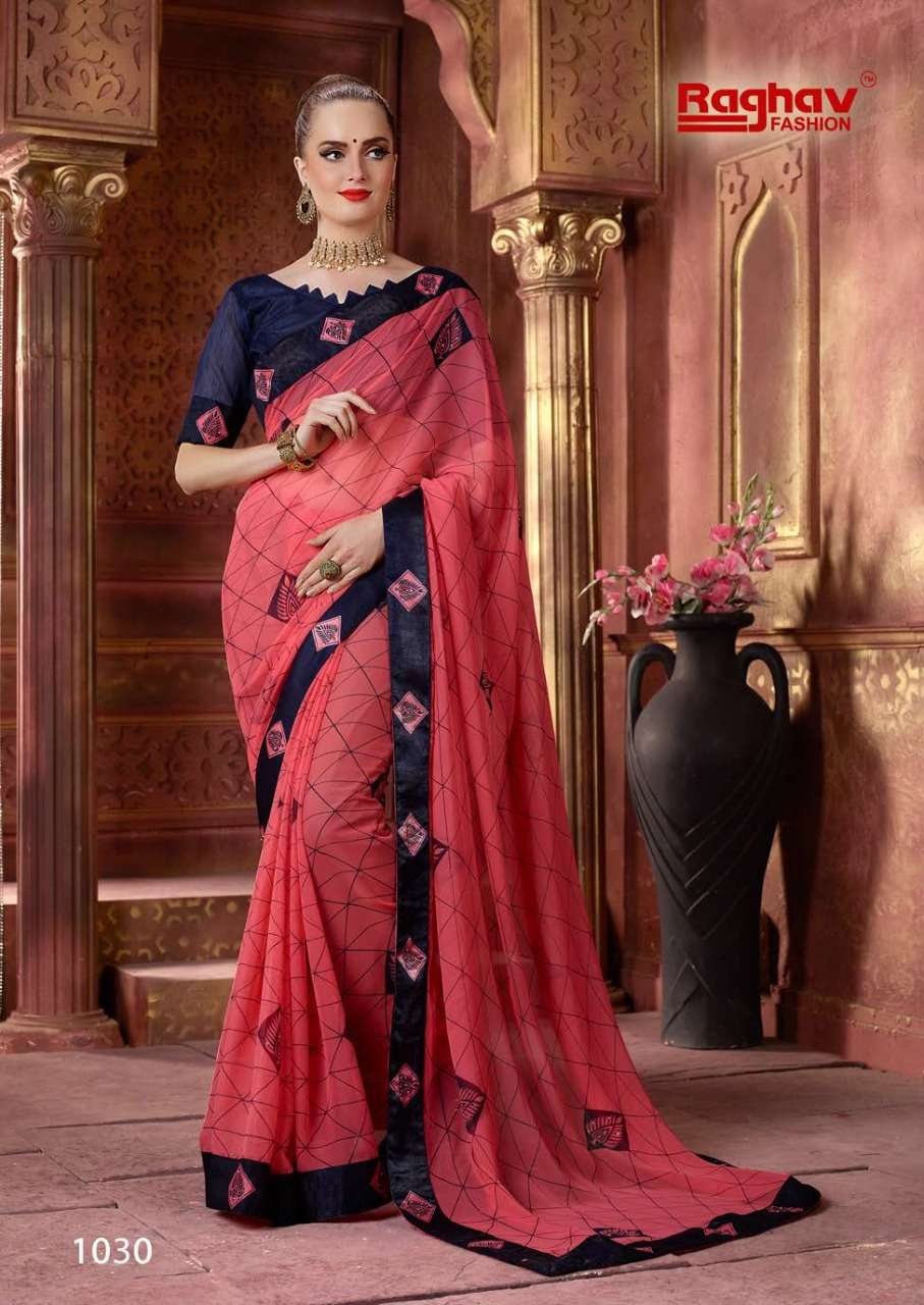 HIMANSHI VOL-3 BY RAGHAV FASHION 1031 TO 1030 SERIES INDIAN TRADITIONAL WEAR COLLECTION BEAUTIFUL STYLISH FANCY COLORFUL PARTY WEAR & OCCASIONAL WEAR CHIFFON PRINTED SAREES AT WHOLESALE PRICE