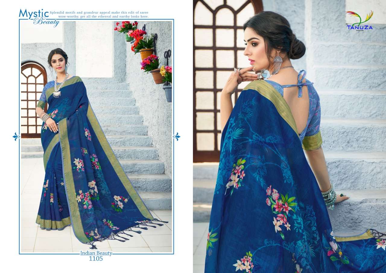 INDIAN BEAUTY VOL-6 BY TANUZA FASHION 1099 TO 1109 SERIES INDIAN TRADITIONAL WEAR COLLECTION BEAUTIFUL STYLISH FANCY COLORFUL PARTY WEAR & OCCASIONAL WEAR LINEN ZARI SAREES AT WHOLESALE PRICE
