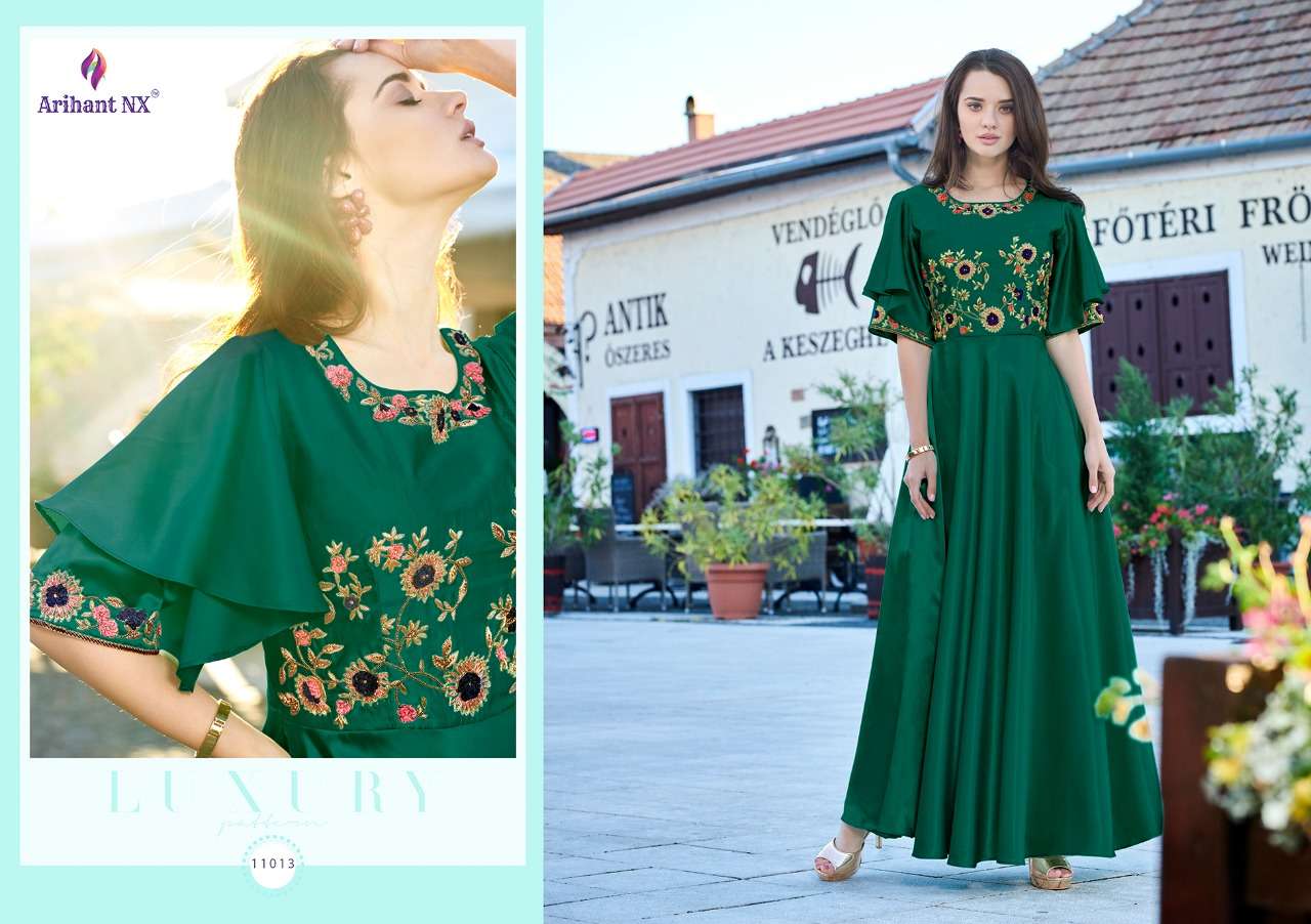 Forever Vol-2 By Arihant Designer 11009 To 11016 Series Designer Anarkali Suits Beautiful Stylish Fancy Colorful Party Wear & Occasional Wear Soft Silk Gowns At Wholesale Price