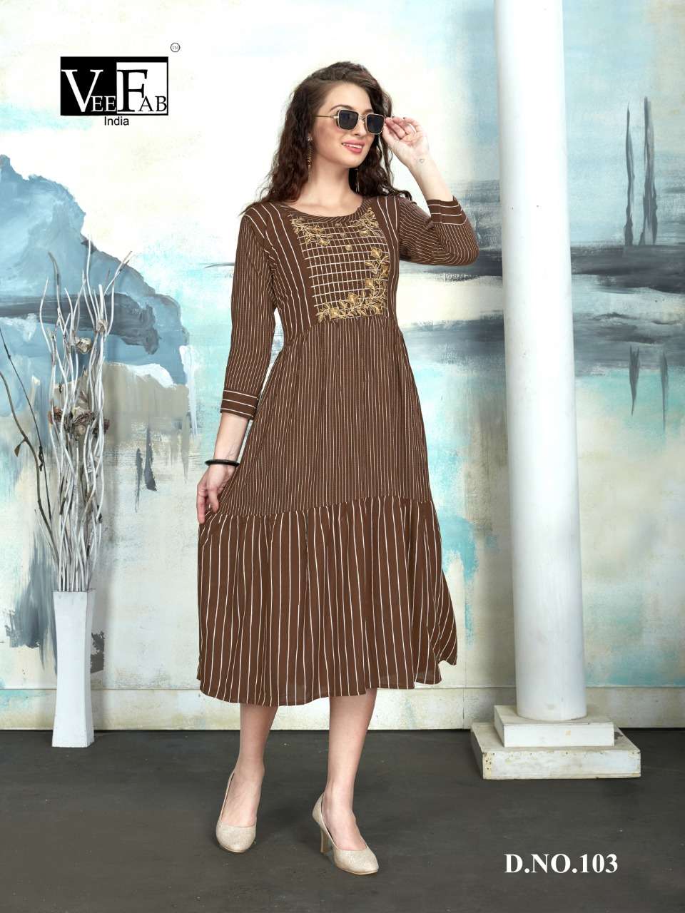 SPRING BY VEE FAB 101 TO 106 SERIES STYLISH COLORFUL FANCY BEAUTIFUL CASUAL WEAR & ETHNIC WEAR HEAVY RAYON LINING KURTIS AT WHOLESALE PRICE
