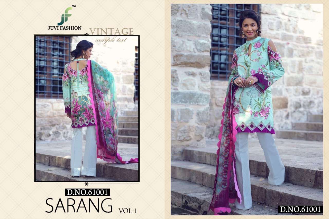 SARANG BY JUVI FASHION 6001 TO 6006 SERIES BEAUTIFUL PAKISTANI SUITS COLORFUL STYLISH FANCY CASUAL WEAR & ETHNIC WEAR PURE COTTON LAWN WITH EMBROIDERY DRESSES AT WHOLESALE PRICE