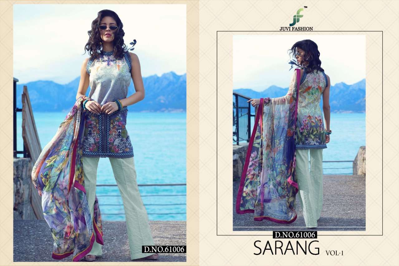 SARANG BY JUVI FASHION 6001 TO 6006 SERIES BEAUTIFUL PAKISTANI SUITS COLORFUL STYLISH FANCY CASUAL WEAR & ETHNIC WEAR PURE COTTON LAWN WITH EMBROIDERY DRESSES AT WHOLESALE PRICE