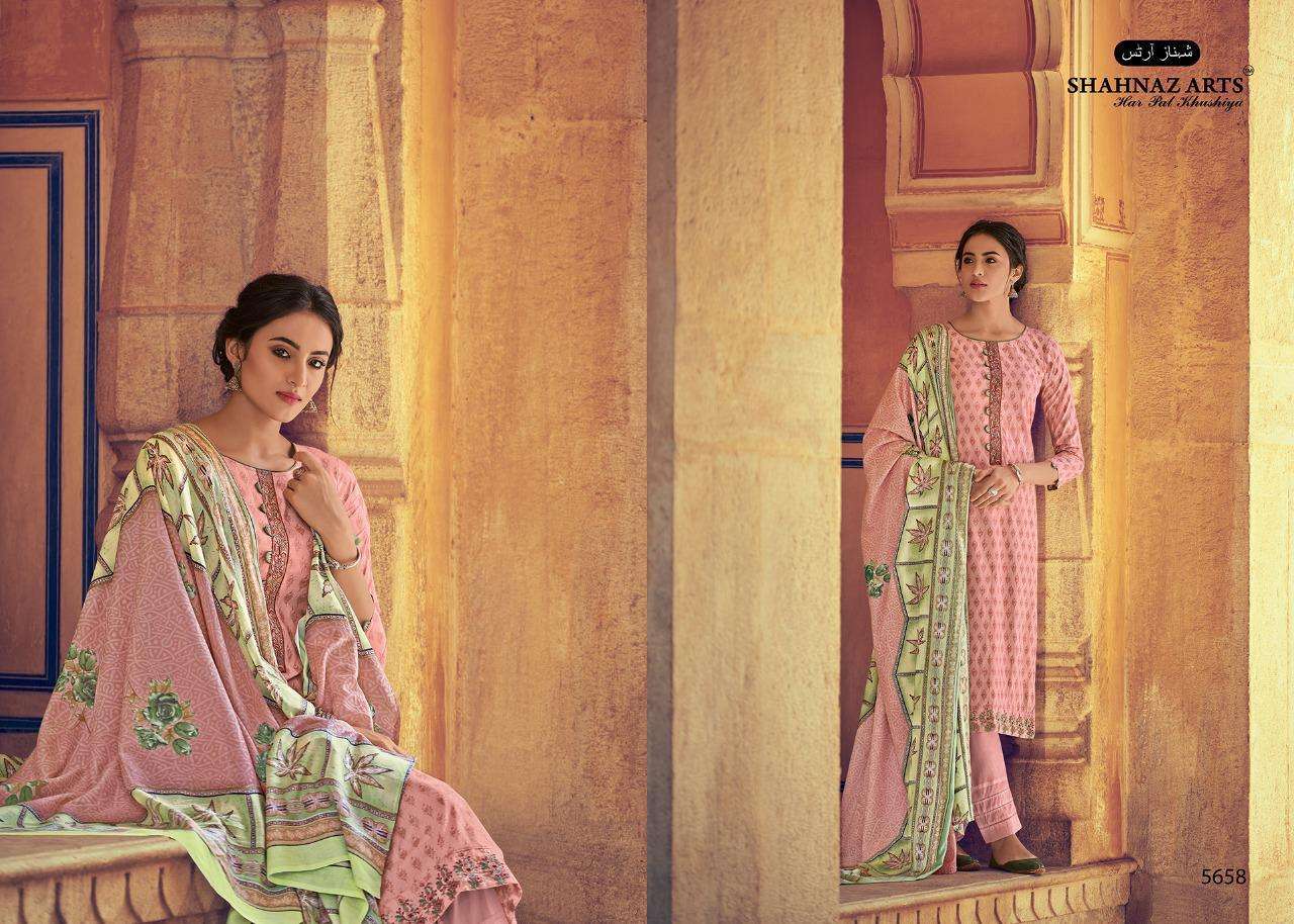 SAACHI BY SHAHNAZ ARTS 5657 TO 5665 SERIES BEAUTIFUL SUITS STYLISH FANCY COLORFUL PARTY WEAR & OCCASIONAL WEAR PURE COTTON PRINTED WITH EMBROIDERY DRESSES AT WHOLESALE PRICE