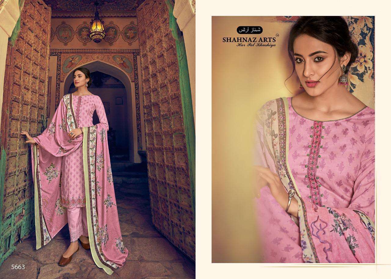 SAACHI BY SHAHNAZ ARTS 5657 TO 5665 SERIES BEAUTIFUL SUITS STYLISH FANCY COLORFUL PARTY WEAR & OCCASIONAL WEAR PURE COTTON PRINTED WITH EMBROIDERY DRESSES AT WHOLESALE PRICE