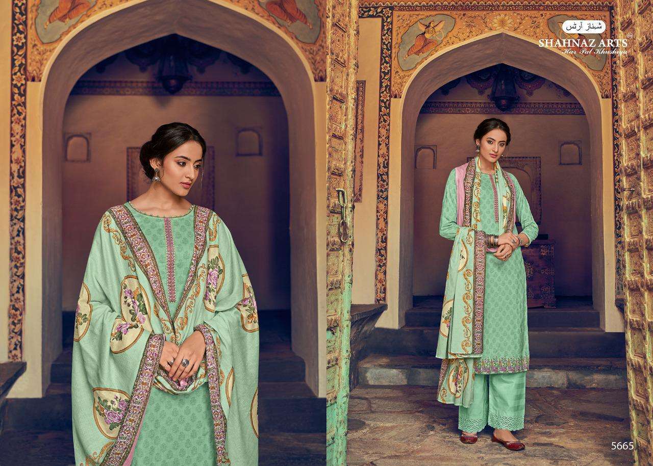SAACHI BY SHAHNAZ ARTS 5657 TO 5665 SERIES BEAUTIFUL SUITS STYLISH FANCY COLORFUL PARTY WEAR & OCCASIONAL WEAR PURE COTTON PRINTED WITH EMBROIDERY DRESSES AT WHOLESALE PRICE