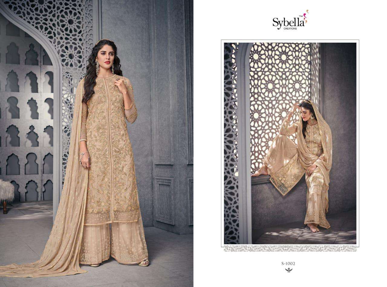 The Royal Saga By Sybella Creation S-1001 To S-1008 Series Beautiful Sharara Suits Stylish Fancy Colorful Party Wear & Ethnic Wear Net Embroidered Dresses At Wholesale Price
