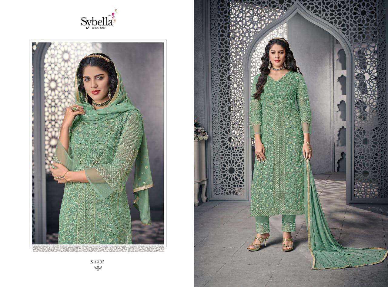 The Royal Saga By Sybella Creation S-1001 To S-1008 Series Beautiful Sharara Suits Stylish Fancy Colorful Party Wear & Ethnic Wear Net Embroidered Dresses At Wholesale Price