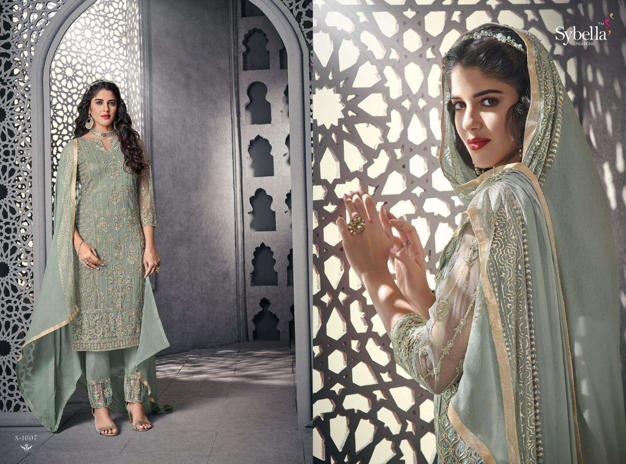 The Royal Saga By Sybella Creation S-1001 To S-1008 Series Beautiful Sharara Suits Stylish Fancy Colorful Party Wear & Ethnic Wear Net Embroidered Dresses At Wholesale Price