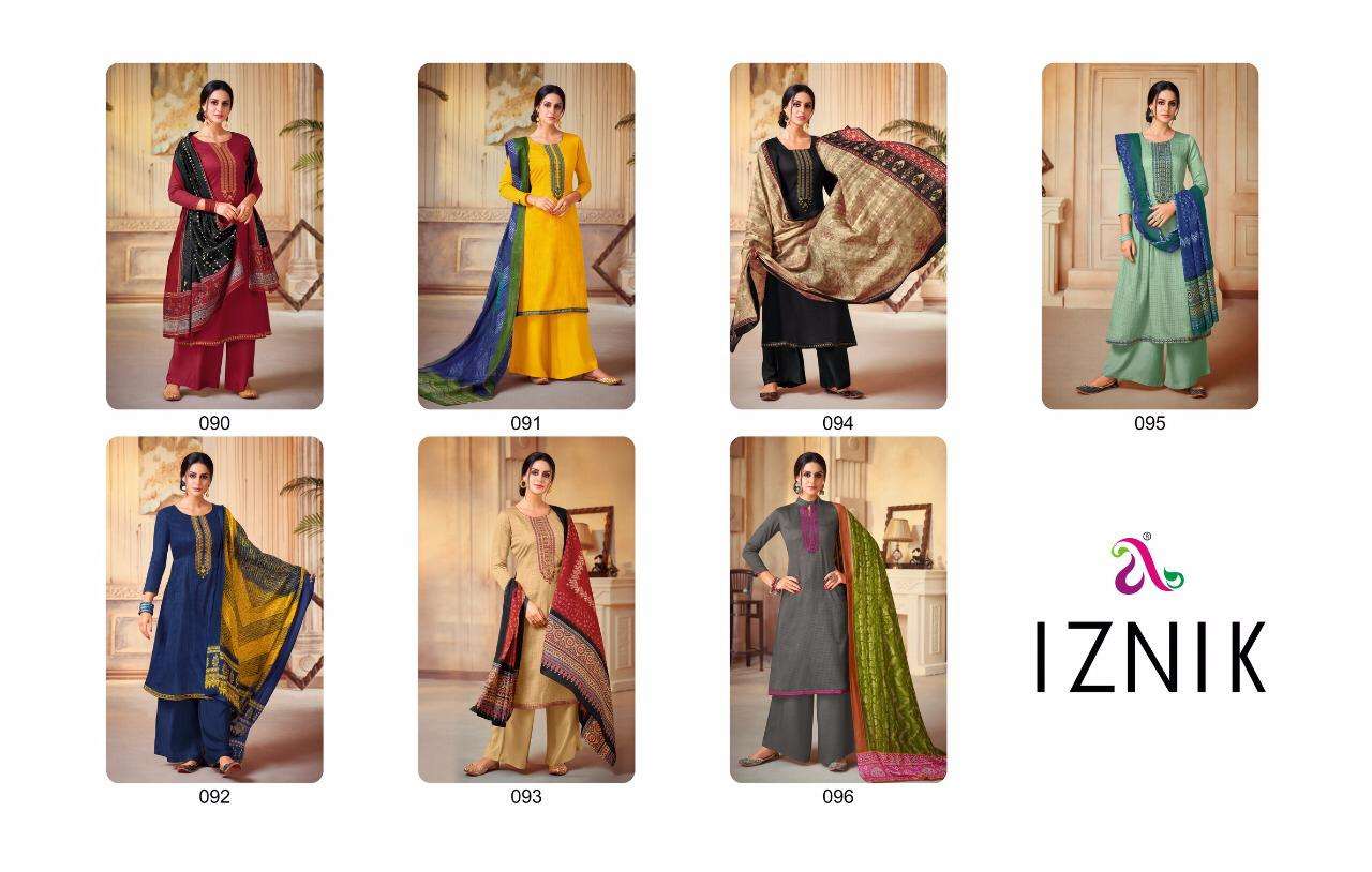 IZNIK BY ANGROOP PLUS 090 TO 096 SERIES BEAUTIFUL STYLISH SHARARA SUITS FANCY COLORFUL CASUAL WEAR & ETHNIC WEAR & READY TO WEAR PURE JAM SILK COTTON PRINTED DRESSES AT WHOLESALE PRICE