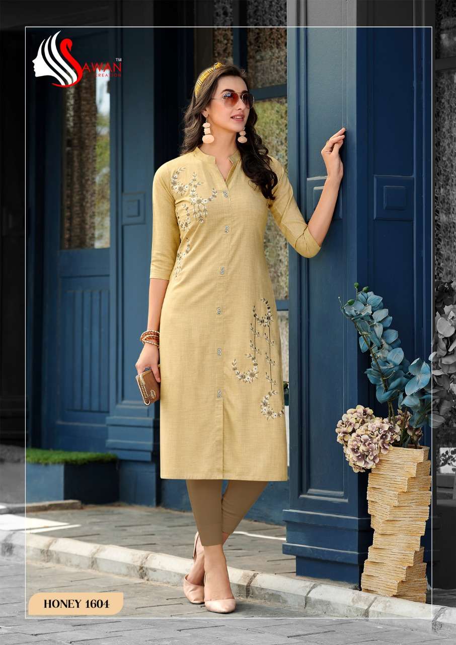 HONEY VOL-16 BY SAWAN CREATION 1601 TO 1612 SERIES STYLISH FANCY BEAUTIFUL COLORFUL CASUAL WEAR & ETHNIC WEAR 14 KG RAYON KURTIS AT WHOLESALE PRICE