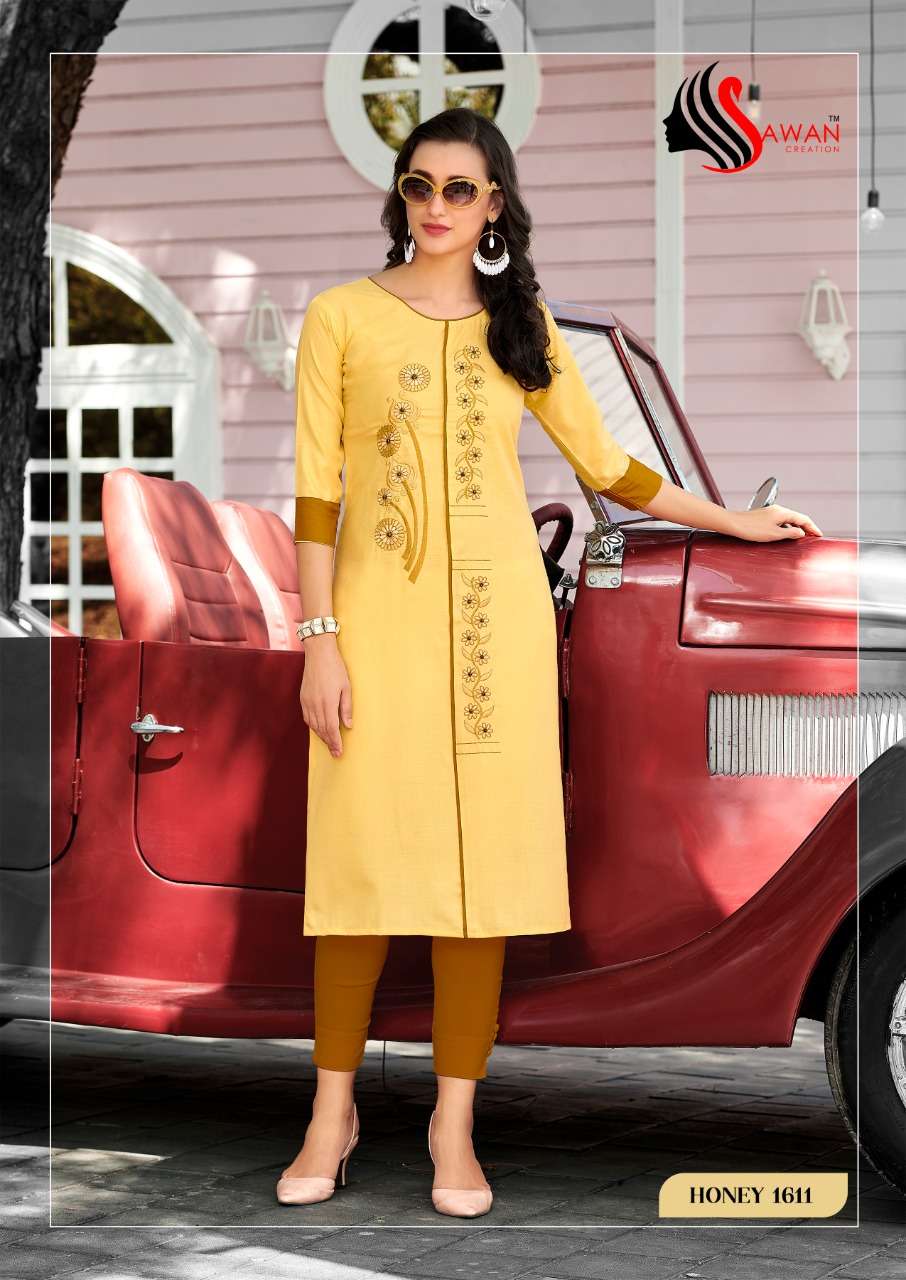 HONEY VOL-16 BY SAWAN CREATION 1601 TO 1612 SERIES STYLISH FANCY BEAUTIFUL COLORFUL CASUAL WEAR & ETHNIC WEAR 14 KG RAYON KURTIS AT WHOLESALE PRICE