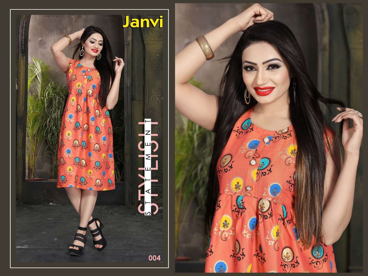 JANVI BY JAGDAMBA 001 TO 012 SERIES STYLISH FANCY BEAUTIFUL COLORFUL CASUAL WEAR & ETHNIC WEAR 14 KG RAYON KURTIS AT WHOLESALE PRICE