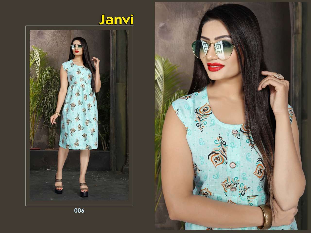 JANVI BY JAGDAMBA 001 TO 012 SERIES STYLISH FANCY BEAUTIFUL COLORFUL CASUAL WEAR & ETHNIC WEAR 14 KG RAYON KURTIS AT WHOLESALE PRICE