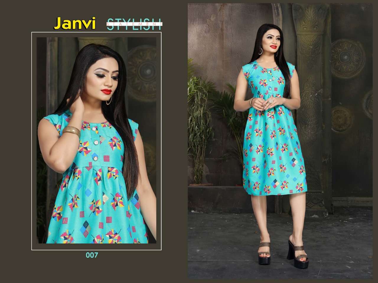 JANVI BY JAGDAMBA 001 TO 012 SERIES STYLISH FANCY BEAUTIFUL COLORFUL CASUAL WEAR & ETHNIC WEAR 14 KG RAYON KURTIS AT WHOLESALE PRICE