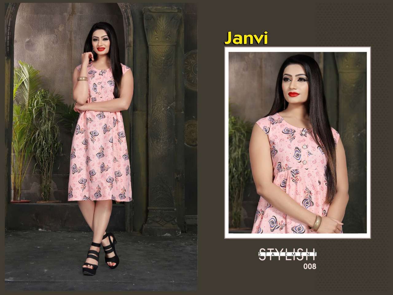 JANVI BY JAGDAMBA 001 TO 012 SERIES STYLISH FANCY BEAUTIFUL COLORFUL CASUAL WEAR & ETHNIC WEAR 14 KG RAYON KURTIS AT WHOLESALE PRICE