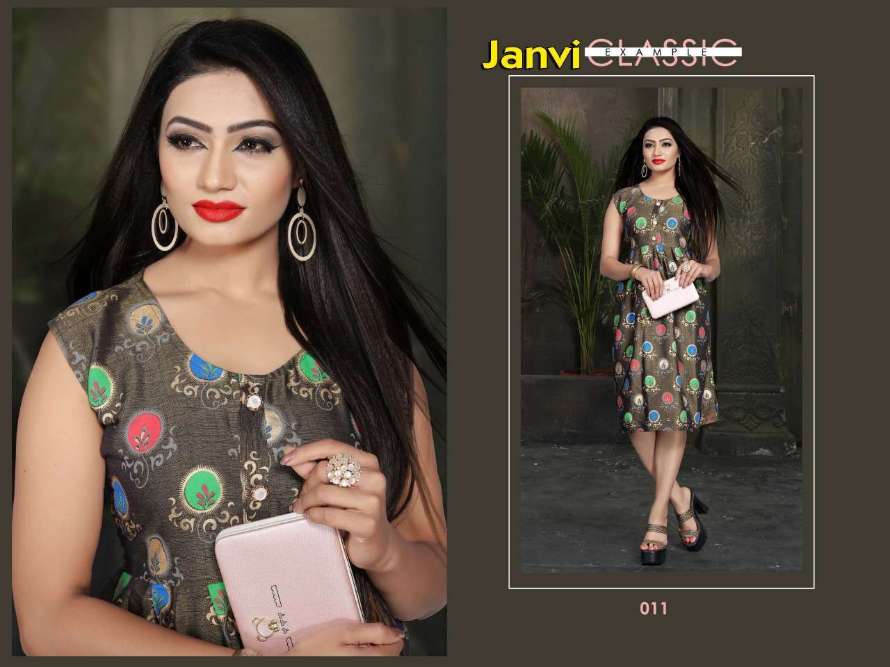 JANVI BY JAGDAMBA 001 TO 012 SERIES STYLISH FANCY BEAUTIFUL COLORFUL CASUAL WEAR & ETHNIC WEAR 14 KG RAYON KURTIS AT WHOLESALE PRICE