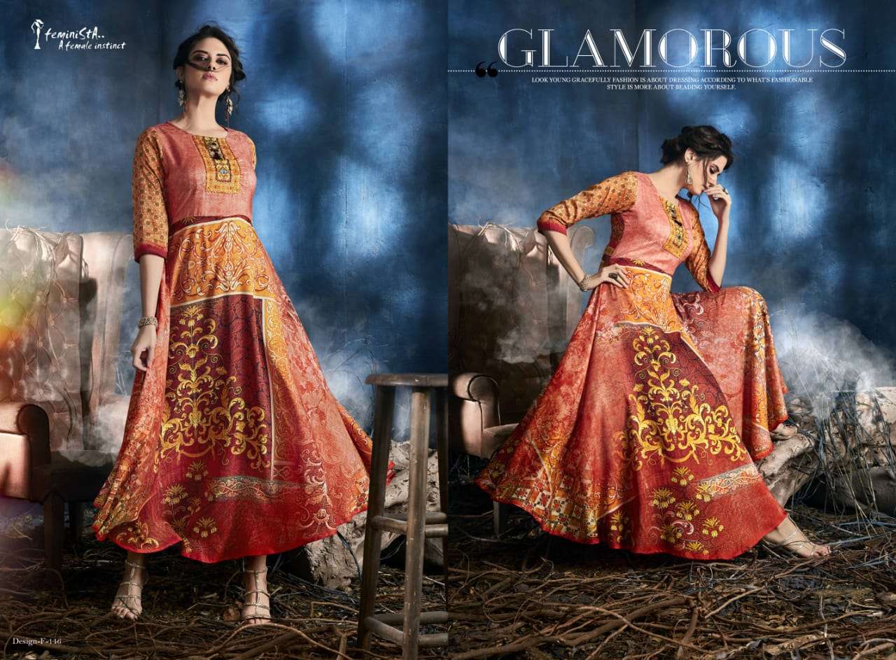 MAYRA VOL-2 BY FEMINISTA 141 TO 148 SERIES STYLISH FANCY BEAUTIFUL COLORFUL CASUAL WEAR & ETHNIC WEAR SILK DIGITAL PRINTED KURTIS AT WHOLESALE PRICE