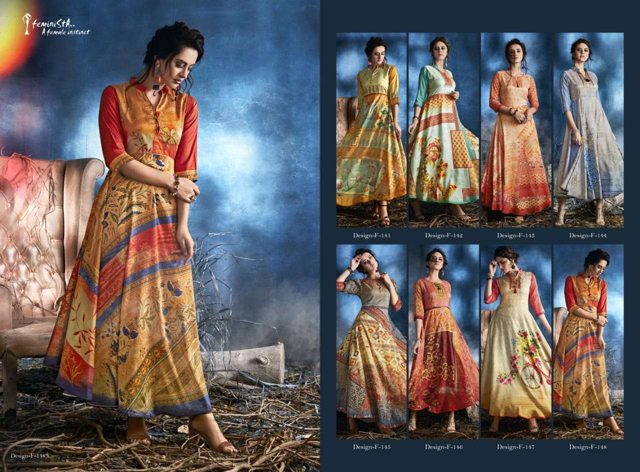 MAYRA VOL-2 BY FEMINISTA 141 TO 148 SERIES STYLISH FANCY BEAUTIFUL COLORFUL CASUAL WEAR & ETHNIC WEAR SILK DIGITAL PRINTED KURTIS AT WHOLESALE PRICE