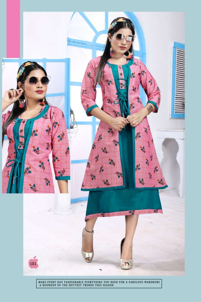 SANAM BY JAGDAMBA 101 TO 110 SERIES STYLISH FANCY BEAUTIFUL COLORFUL CASUAL WEAR & ETHNIC WEAR 14 KG RAYON KURTIS AT WHOLESALE PRICE