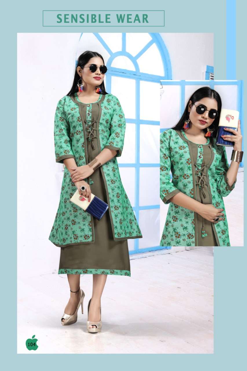 SANAM BY JAGDAMBA 101 TO 110 SERIES STYLISH FANCY BEAUTIFUL COLORFUL CASUAL WEAR & ETHNIC WEAR 14 KG RAYON KURTIS AT WHOLESALE PRICE