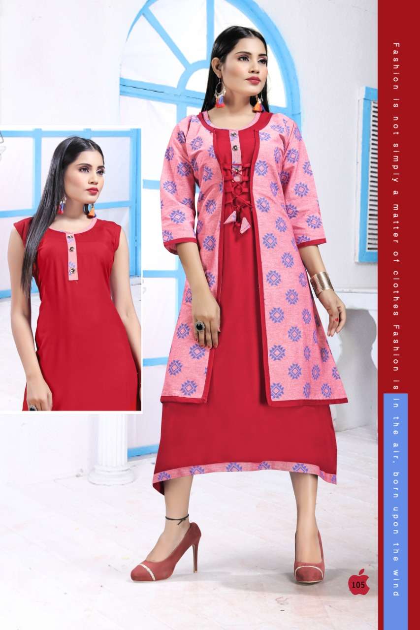 SANAM BY JAGDAMBA 101 TO 110 SERIES STYLISH FANCY BEAUTIFUL COLORFUL CASUAL WEAR & ETHNIC WEAR 14 KG RAYON KURTIS AT WHOLESALE PRICE