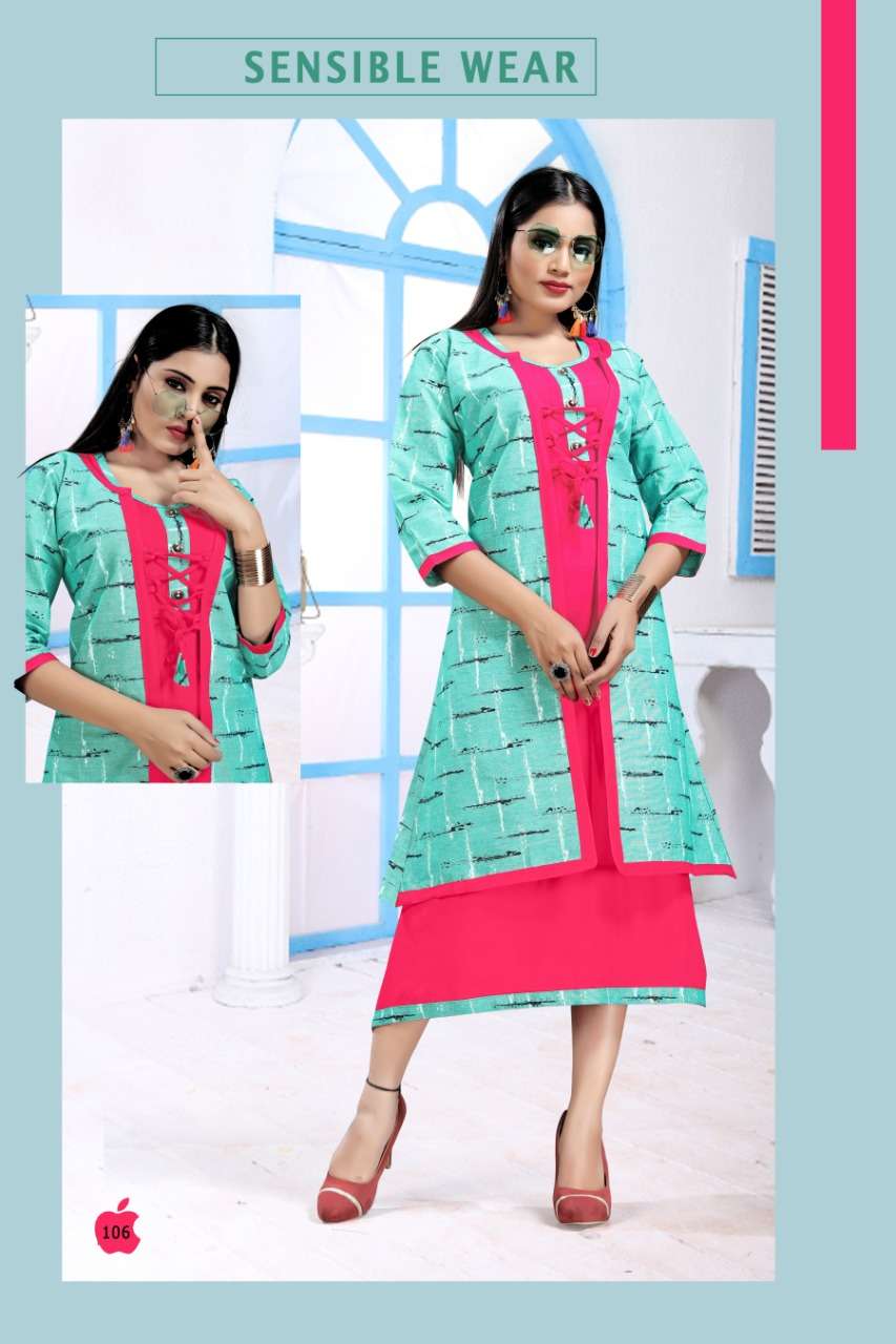 SANAM BY JAGDAMBA 101 TO 110 SERIES STYLISH FANCY BEAUTIFUL COLORFUL CASUAL WEAR & ETHNIC WEAR 14 KG RAYON KURTIS AT WHOLESALE PRICE