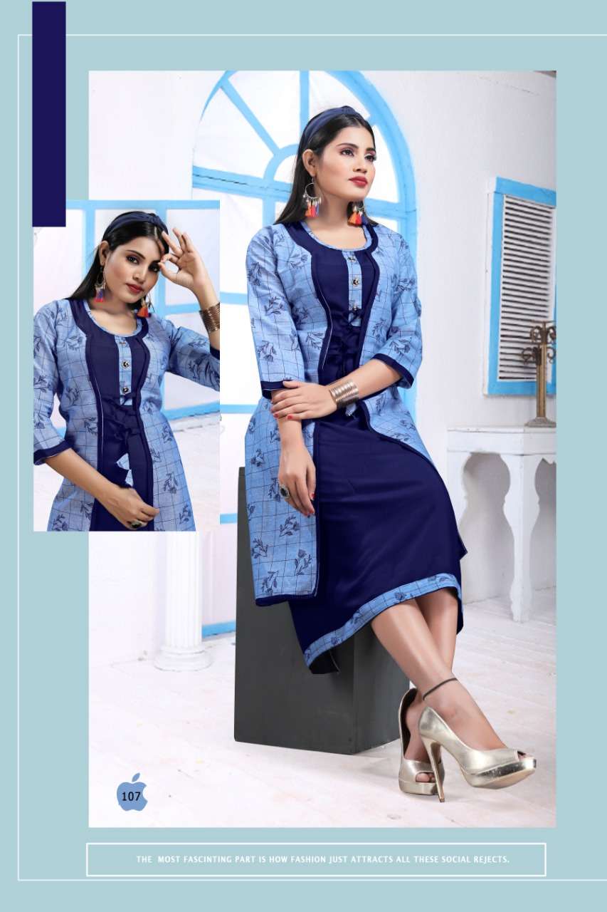 SANAM BY JAGDAMBA 101 TO 110 SERIES STYLISH FANCY BEAUTIFUL COLORFUL CASUAL WEAR & ETHNIC WEAR 14 KG RAYON KURTIS AT WHOLESALE PRICE
