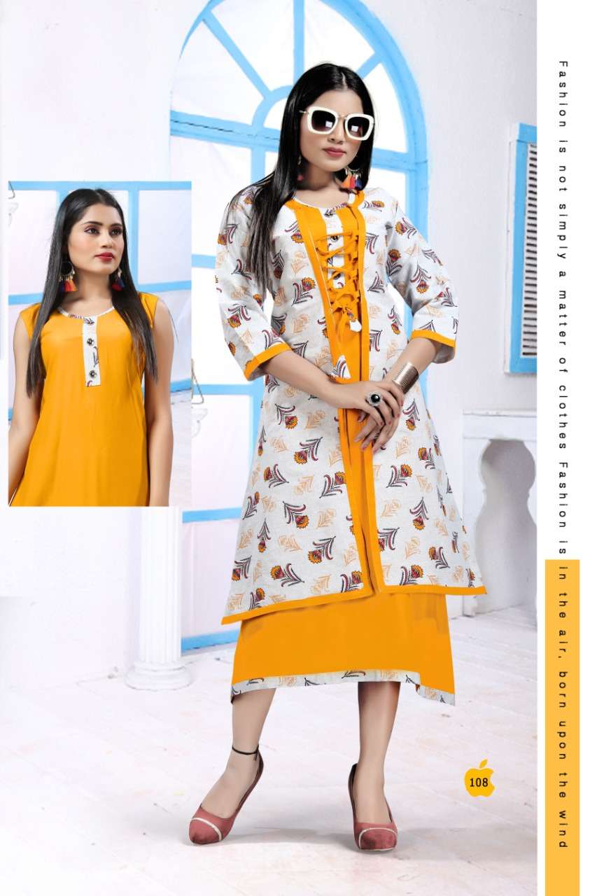 SANAM BY JAGDAMBA 101 TO 110 SERIES STYLISH FANCY BEAUTIFUL COLORFUL CASUAL WEAR & ETHNIC WEAR 14 KG RAYON KURTIS AT WHOLESALE PRICE