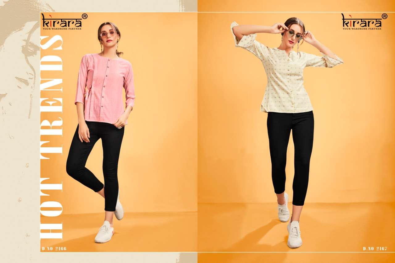 MERAKI VOL-3 BY KIRARA 2164 TO 2170 SERIES BEAUTIFUL COLORFUL STYLISH FANCY CASUAL WEAR & READY TO WEAR RAYON HANDLOOM TOPS AT WHOLESALE PRICE