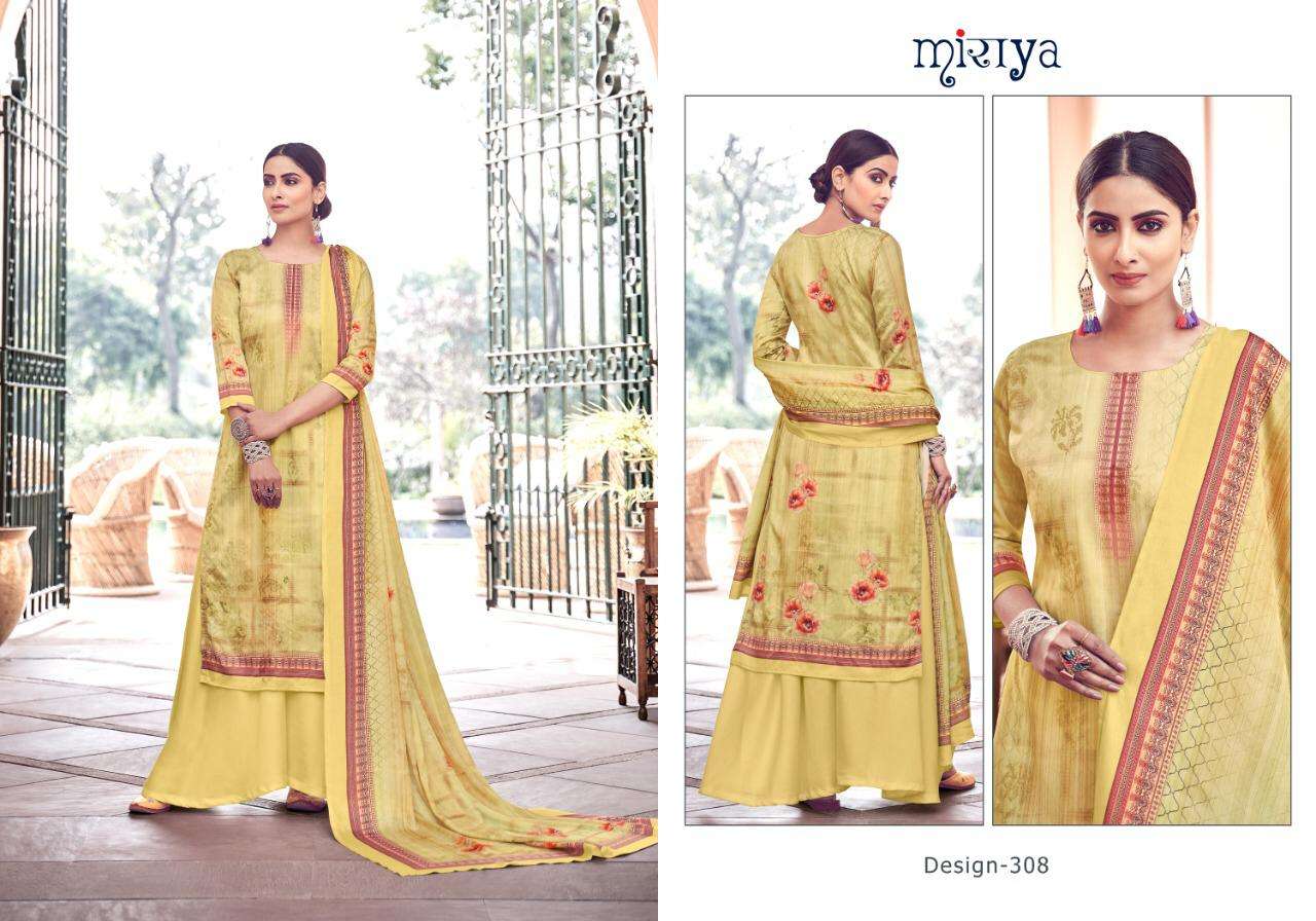 MIRAYA VOL-15 BY AARAV TRENDZ 305 TO 312 SERIES BEAUTIFUL STYLISH SHARARA SUITS FANCY COLORFUL CASUAL WEAR & ETHNIC WEAR & READY TO WEAR PURE JAM SILK SATIN DIGITAL PRINTED DRESSES AT WHOLESALE PRICE