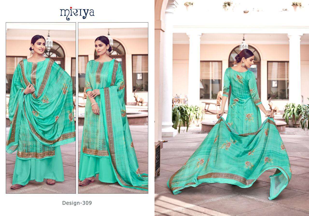 MIRAYA VOL-15 BY AARAV TRENDZ 305 TO 312 SERIES BEAUTIFUL STYLISH SHARARA SUITS FANCY COLORFUL CASUAL WEAR & ETHNIC WEAR & READY TO WEAR PURE JAM SILK SATIN DIGITAL PRINTED DRESSES AT WHOLESALE PRICE