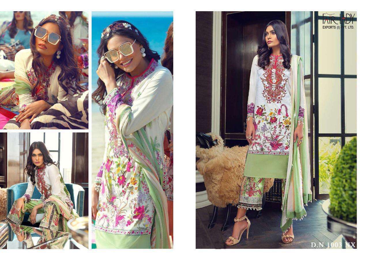SANA SAFINAZ NX BY FAIR LADY 1001-NX TO 1003-NX SERIES PAKISTANI SUITS BEAUTIFUL FANCY COLORFUL STYLISH PARTY WEAR & OCCASIONAL WEAR PURE JAM SATIN PRINTED WITH EMBROIDERY DRESSES AT WHOLESALE PRICE