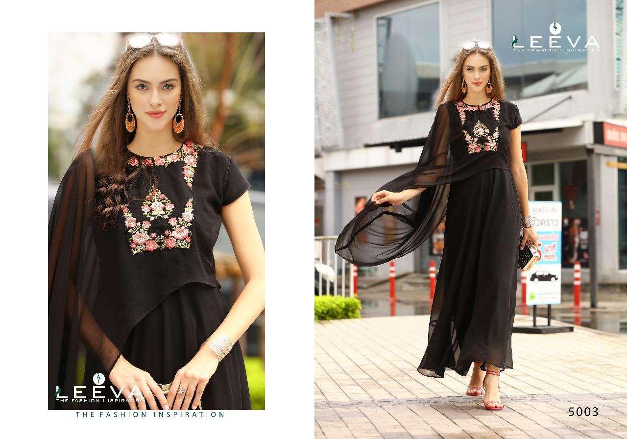 Pletonic By Leeva 5001 To 5008 Series Beautiful Stylish Fancy Colorful Casual Wear & Ethnic Wear & Ready To Wear Faux Georgette Kurtis At Wholesale Price