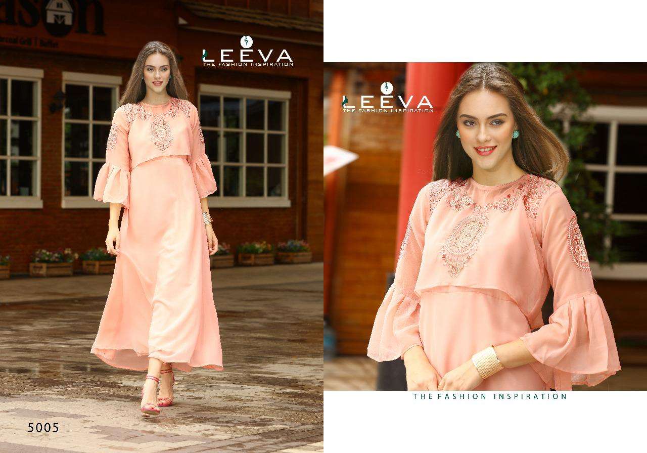 Pletonic By Leeva 5001 To 5008 Series Beautiful Stylish Fancy Colorful Casual Wear & Ethnic Wear & Ready To Wear Faux Georgette Kurtis At Wholesale Price