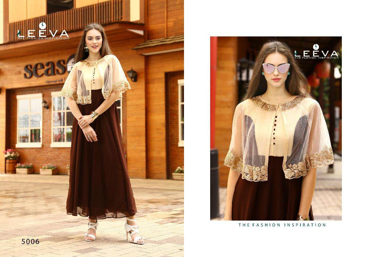 Pletonic By Leeva 5001 To 5008 Series Beautiful Stylish Fancy Colorful Casual Wear & Ethnic Wear & Ready To Wear Faux Georgette Kurtis At Wholesale Price