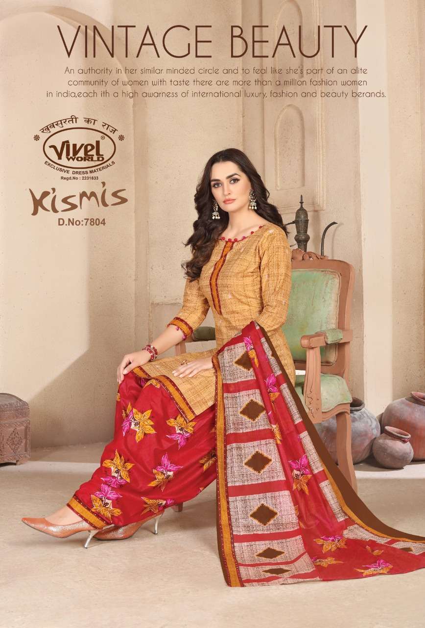 KIS MIS BY VIVEL WORLD 7801 TO 7810 SERIES DESIGNER PATIYALA SUITS BEAUTIFUL FANCY COLORFUL STYLISH PARTY WEAR & ETHNIC WEAR PURE COTTON PRINTED DRESSES AT WHOLESALE PRICE