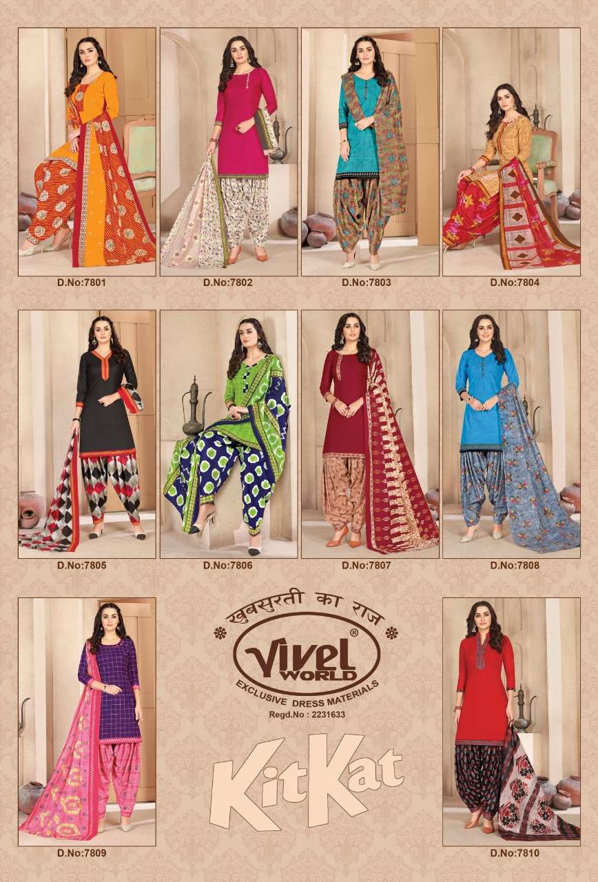 KIS MIS BY VIVEL WORLD 7801 TO 7810 SERIES DESIGNER PATIYALA SUITS BEAUTIFUL FANCY COLORFUL STYLISH PARTY WEAR & ETHNIC WEAR PURE COTTON PRINTED DRESSES AT WHOLESALE PRICE