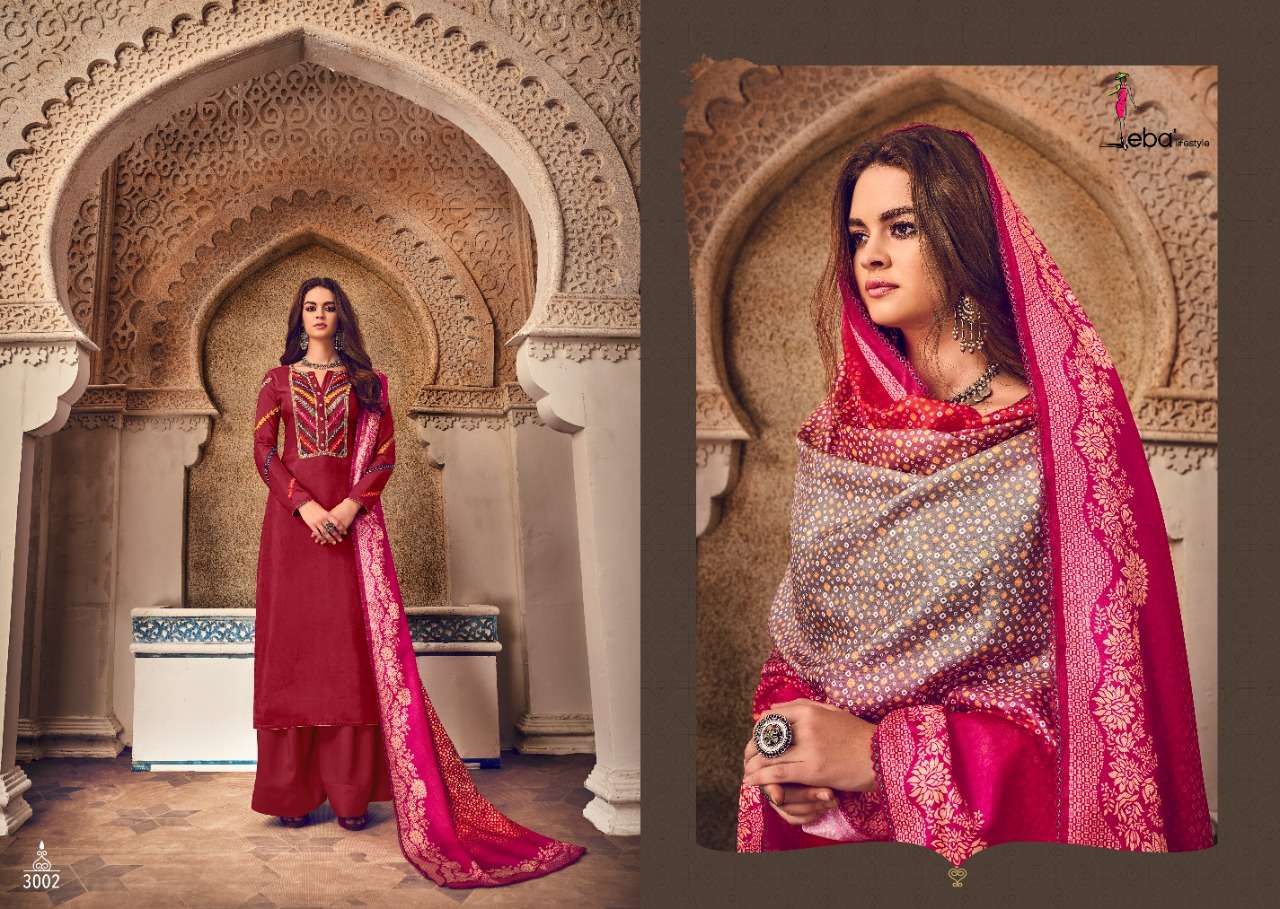 QUEEN BY EBA LIFESTYLE 3001 TO 3004 SERIES DESIGNER SHARARA SUITS BEAUTIFUL STYLISH FANCY COLORFUL PARTY WEAR & OCCASIONAL WEAR PURE TUSSAR WITH FANCY EMBROIDERY DRESSES AT WHOLESALE PRICE