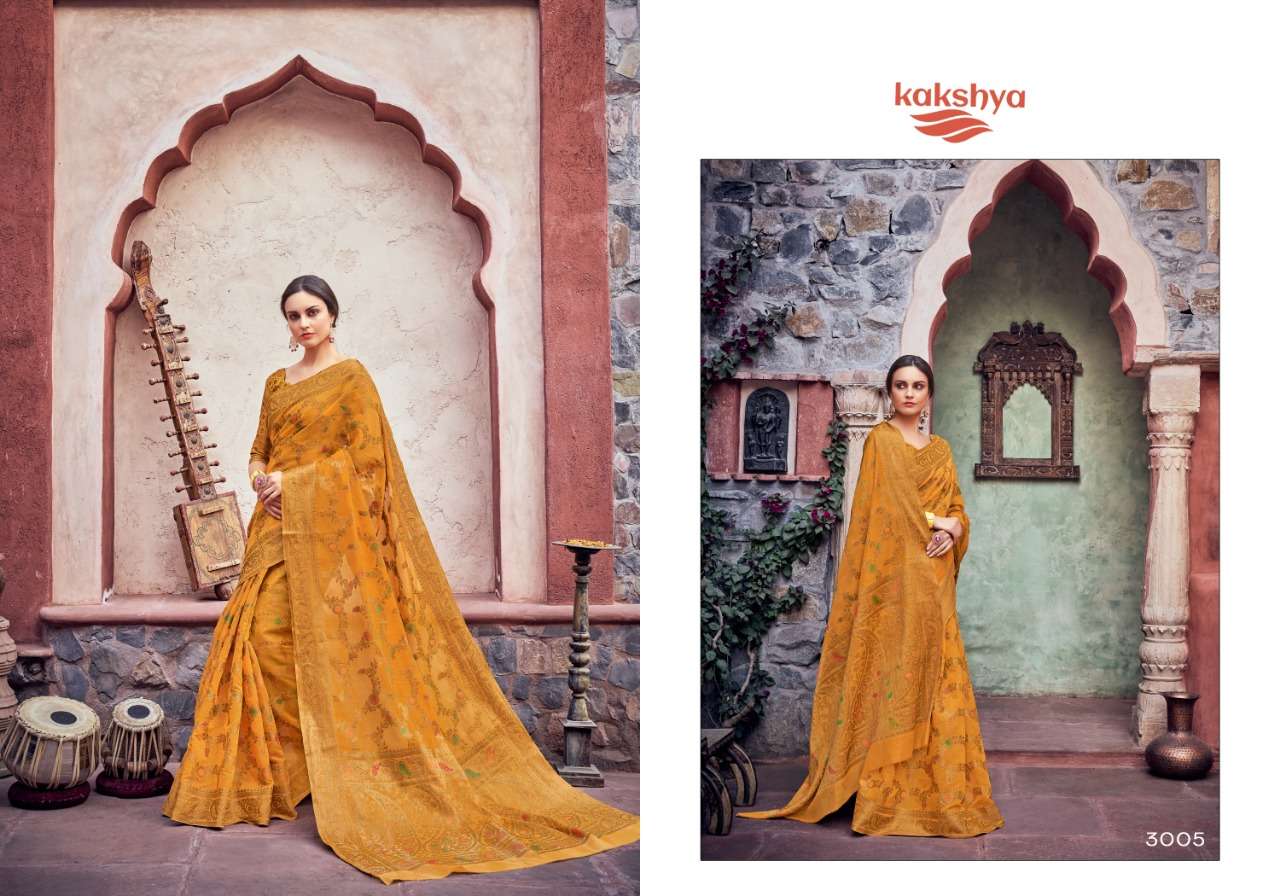 KHUSHBOO BY KAKSHYA 3001 TO 3006 SERIES INDIAN TRADITIONAL WEAR COLLECTION BEAUTIFUL STYLISH FANCY COLORFUL PARTY WEAR & OCCASIONAL WEAR COTTON ZARI SAREES AT WHOLESALE PRICE
