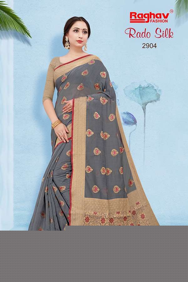 RADO SILK BY RAGHAV FASHION 2901 TO 2908 SERIES INDIAN TRADITIONAL WEAR COLLECTION BEAUTIFUL STYLISH FANCY COLORFUL PARTY WEAR & OCCASIONAL WEAR SILK JACQUARD PRINTED SAREES AT WHOLESALE PRICE