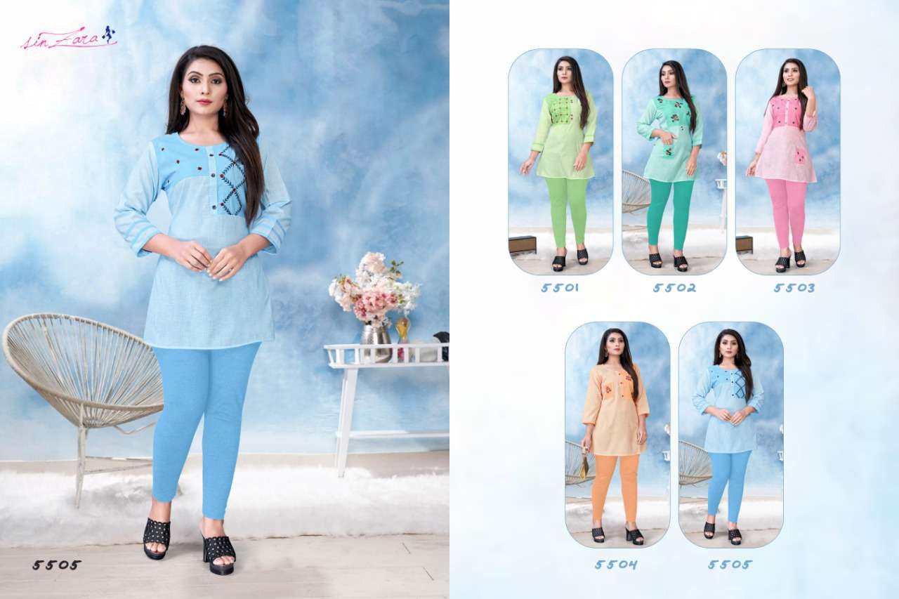 BLOOM BY SINZARA 5501 TO 5505 SERIES STYLISH FANCY BEAUTIFUL COLORFUL CASUAL WEAR & ETHNIC WEAR COTTON EMBROIDERY KURTIS AT WHOLESALE PRICE