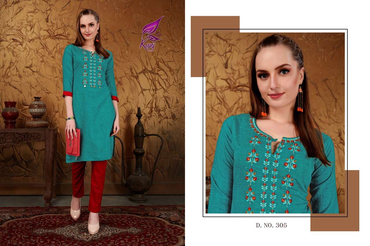 MUSKAN VOL-3 BY KUNJ 301 TO 308 SERIES STYLISH FANCY BEAUTIFUL COLORFUL CASUAL WEAR & ETHNIC WEAR RAYON TWO TONE WITH EMBROIDERY KURTIS AT WHOLESALE PRICE