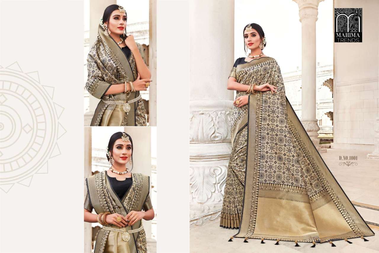 MESHWORK BY MAHIMA TRENDS 1001 TO 1009 SERIES INDIAN TRADITIONAL WEAR COLLECTION BEAUTIFUL STYLISH FANCY COLORFUL PARTY WEAR & OCCASIONAL WEAR FANCY SAREES AT WHOLESALE PRICE