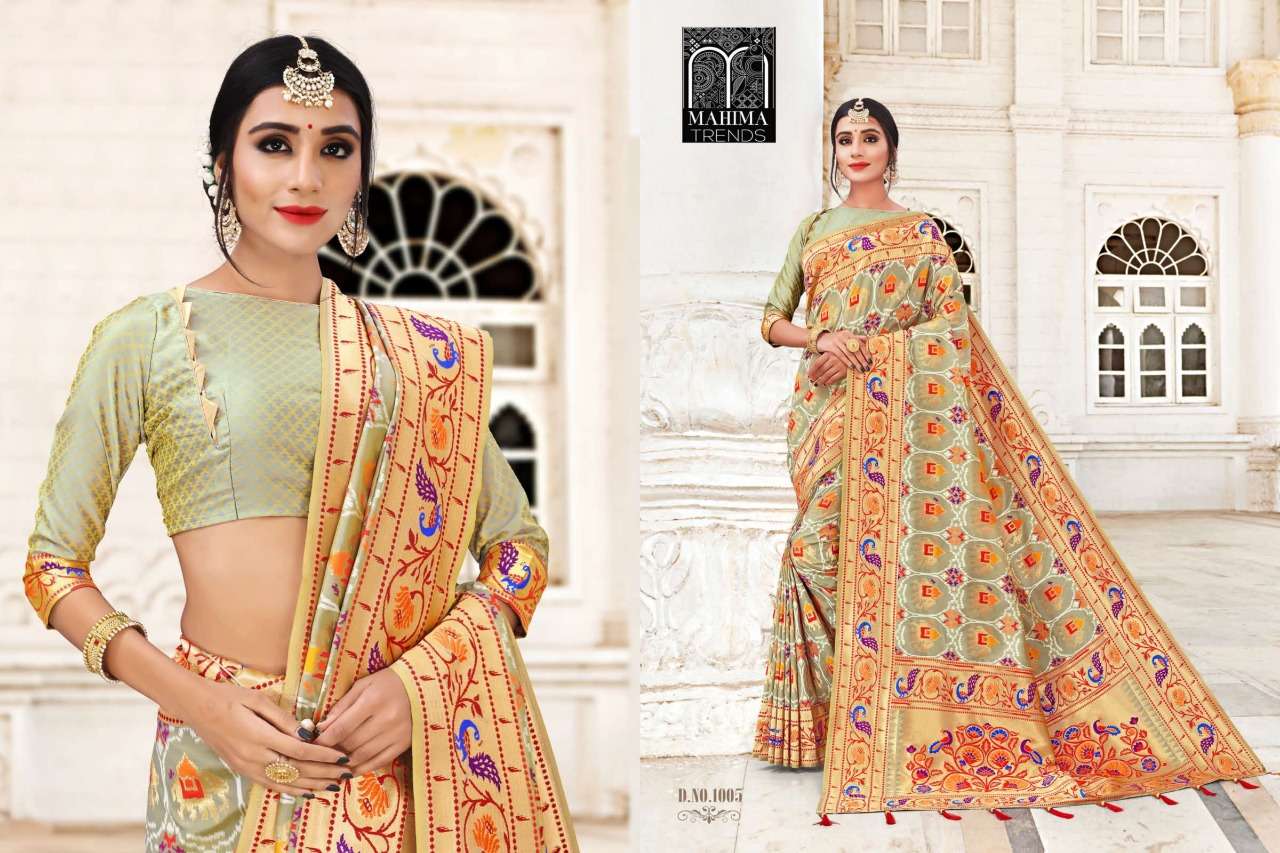MESHWORK BY MAHIMA TRENDS 1001 TO 1009 SERIES INDIAN TRADITIONAL WEAR COLLECTION BEAUTIFUL STYLISH FANCY COLORFUL PARTY WEAR & OCCASIONAL WEAR FANCY SAREES AT WHOLESALE PRICE