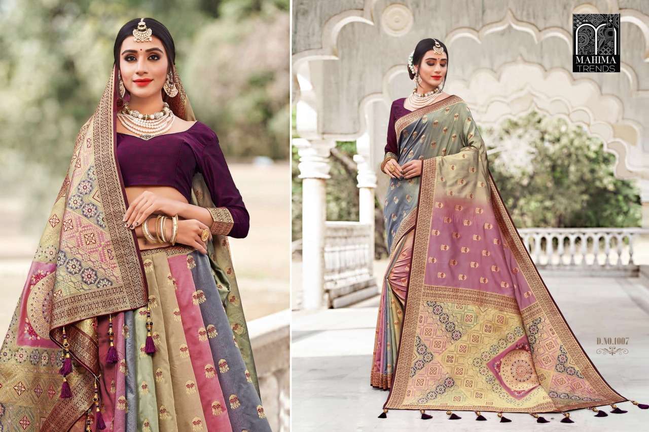 MESHWORK BY MAHIMA TRENDS 1001 TO 1009 SERIES INDIAN TRADITIONAL WEAR COLLECTION BEAUTIFUL STYLISH FANCY COLORFUL PARTY WEAR & OCCASIONAL WEAR FANCY SAREES AT WHOLESALE PRICE
