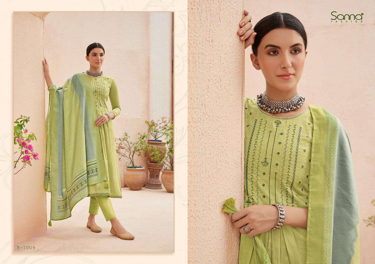 BENAZIR BY SANNA FASHION 1009 TO 1018 SERIES BEAUTIFUL SUITS COLLECTION BEAUTIFUL STYLISH FANCY COLORFUL CASUAL WEAR & ETHNIC WEAR PURE AZ COTTON JAM SILK DRESSES AT WHOLESALE PRICE